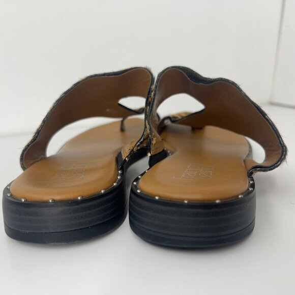 Ss 10- Franco Sarto Ginny Leather Leopard Print Calf Hair Slide Sandal - Picture 6 of 10